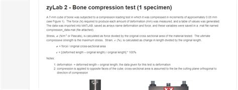 zylab 2 bone compression test 1 specimen|Influence of osteoporosis on the compressive properties of .